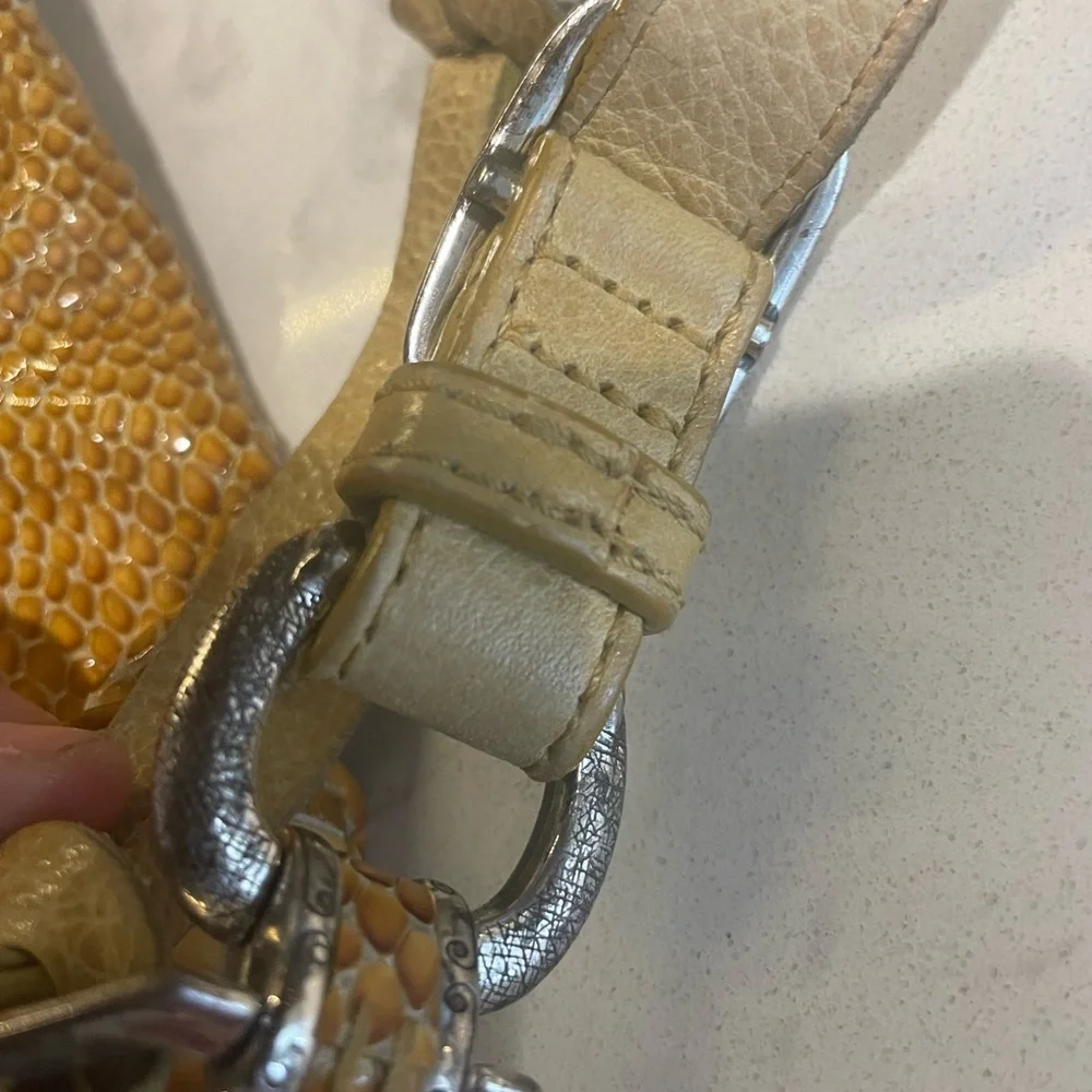 Brighton Sprite Marigold Crossbody in Patent Leather Yellow/Gold Snakeskin EUC - Picture 10 of 16